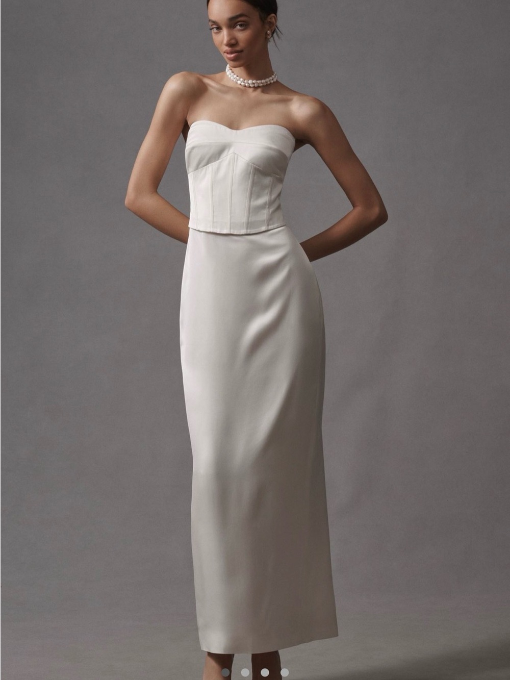 NWT Reformation Strapless Cream Column Dress with Corset Bodice